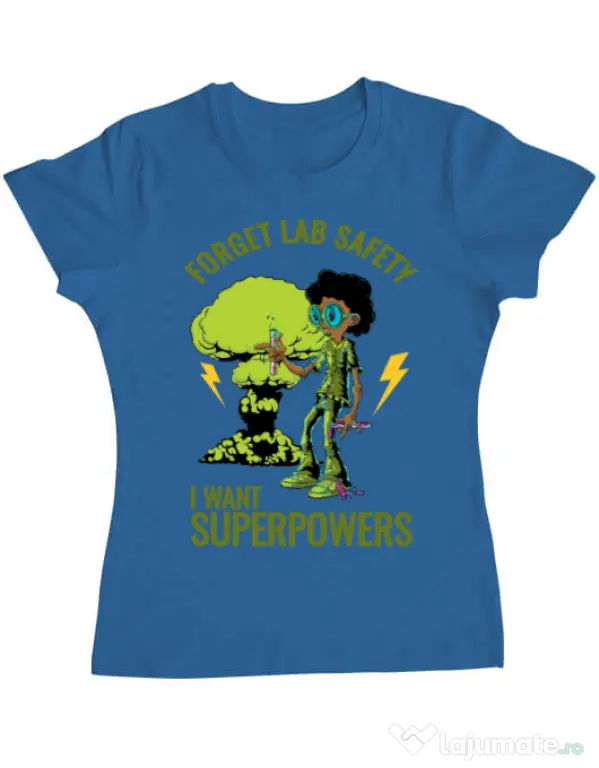 Tricou ADLER dama I want superpowers Albastru azuriu