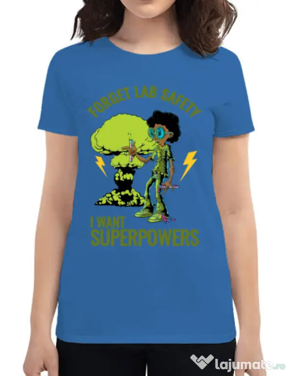 Tricou ADLER dama I want superpowers Albastru azuriu