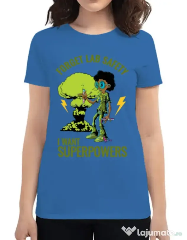 Tricou ADLER dama I want superpowers Albastru azuriu