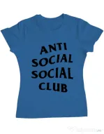 Tricou ADLER dama Anti social Club Albastru azuriu