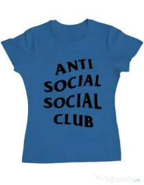 Tricou ADLER dama Anti social Club Albastru azuriu