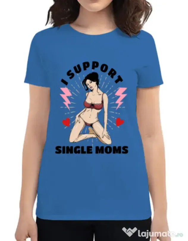 Tricou ADLER dama I Support Single Moms Albastru azuriu