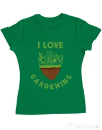 Tricou ADLER dama I love gardening Verde mediu
