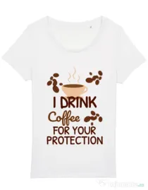Tricou STANLEY STELLA dama Coffee for protection Alb