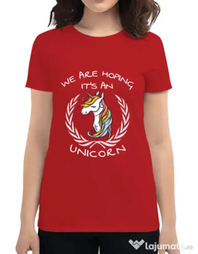 Tricou ADLER dama Hoping for an unicorn Rosu