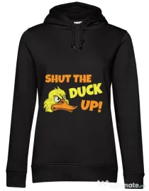 Hoodie dama cu gluga Shut the duck up Negru