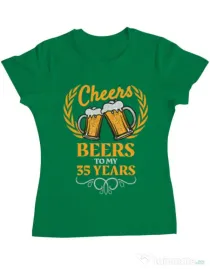 Tricou ADLER dama Birthday Cheers Verde mediu