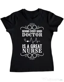 Tricou ADLER dama Great nurse Negru