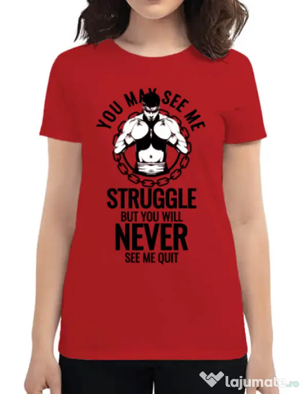 Tricou ADLER dama Never quit Rosu