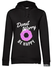 Hoodie dama cu gluga Be happy Negru
