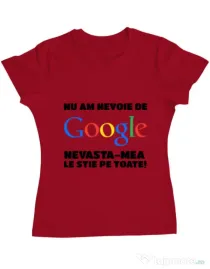 Tricou ADLER dama Nu am nevoie de google Rosu