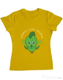 Tricou ADLER dama Chicks love vegans Galben