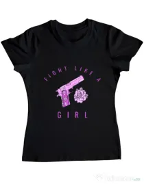 Tricou ADLER dama Fight like a girl Negru