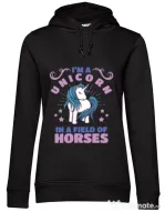 Hoodie dama cu gluga Just a unicorn Negru