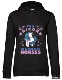 Hoodie dama cu gluga Just a unicorn Negru