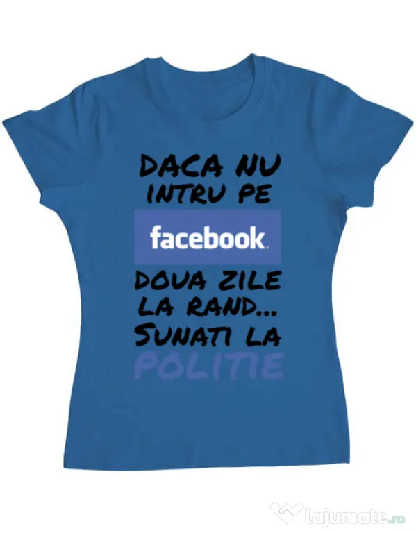 Tricou ADLER dama Sunati la politie Albastru azuriu