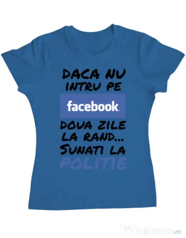 Tricou ADLER dama Sunati la politie Albastru azuriu