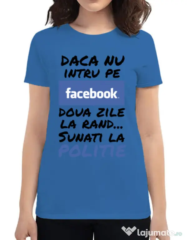 Tricou ADLER dama Sunati la politie Albastru azuriu