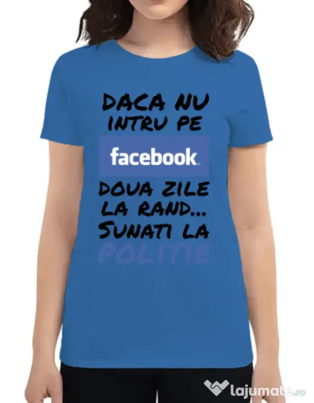 Tricou ADLER dama Sunati la politie Albastru azuriu