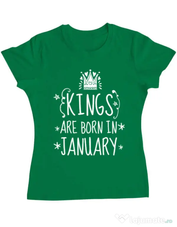Tricou ADLER dama Kings are born in january Verde mediu