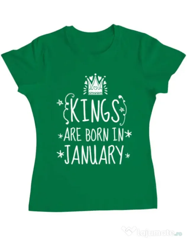 Tricou ADLER dama Kings are born in january Verde mediu