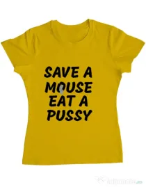 Tricou ADLER dama Save a mouse Galben