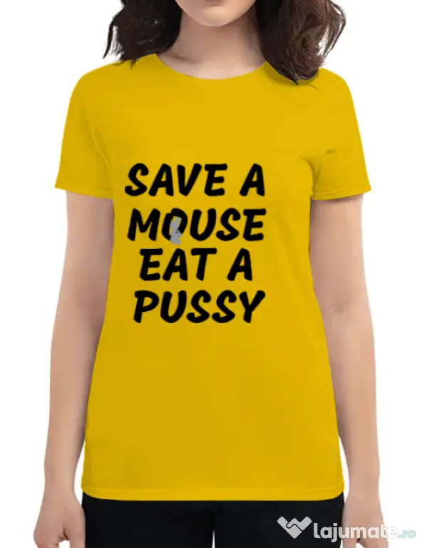 Tricou ADLER dama Save a mouse Galben