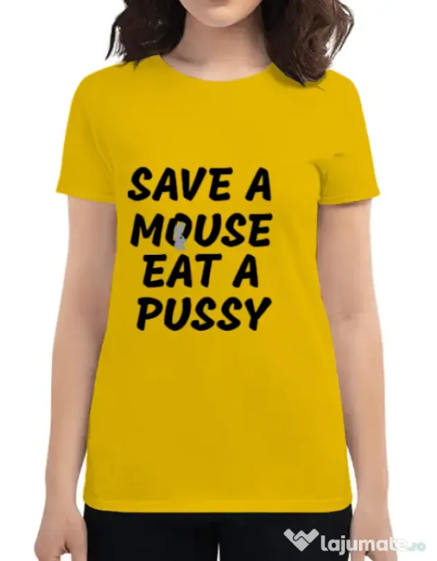 Tricou ADLER dama Save a mouse Galben