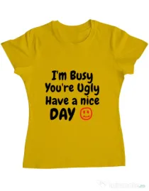 Tricou ADLER dama I am busy Galben