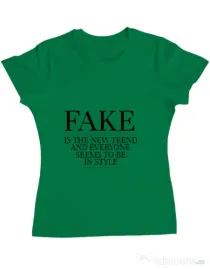 Tricou ADLER dama Fake is the new trend Verde mediu