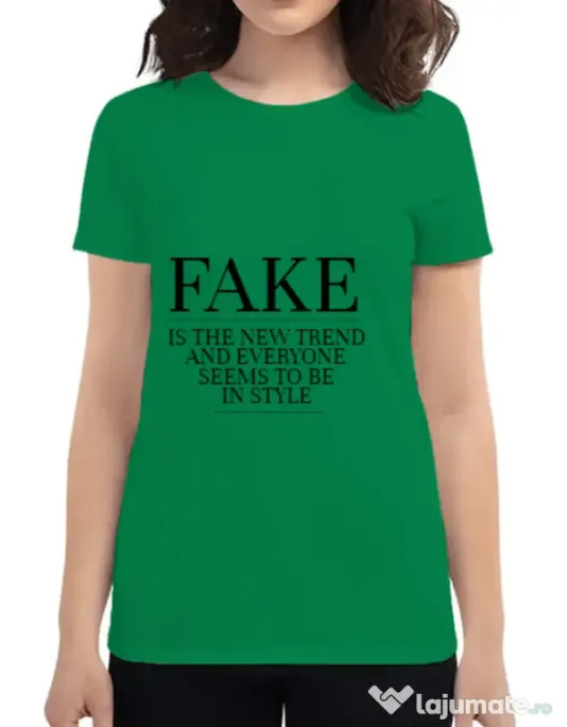 Tricou ADLER dama Fake is the new trend Verde mediu