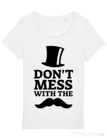 Tricou STANLEY STELLA dama Do not mess with the moustache Alb