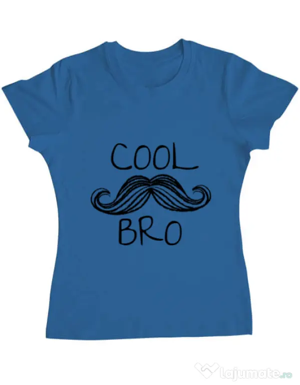 Tricou ADLER dama Cool moustache bro Albastru azuriu