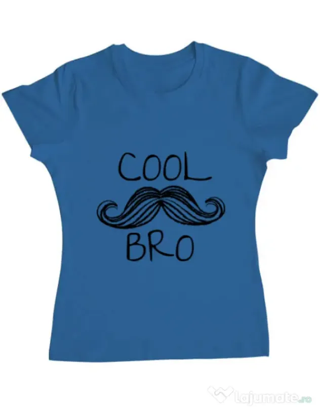 Tricou ADLER dama Cool moustache bro Albastru azuriu