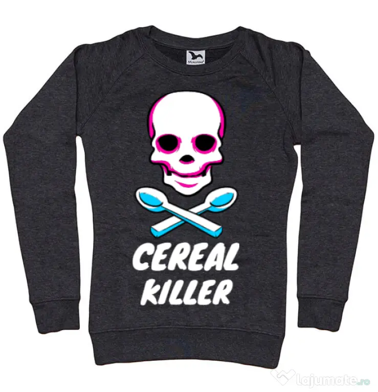 Bluza ADLER dama Cereal killer Negru melanj