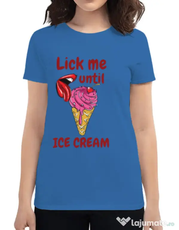 Tricou ADLER dama Lick me until ice cream Albastru azuriu