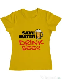 Tricou ADLER dama Save water Galben