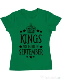 Tricou ADLER dama Kings are born in september Verde mediu
