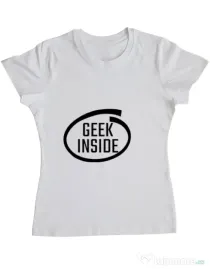 Tricou ADLER dama Geek inside Alb