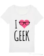 Tricou STANLEY STELLA dama I love geek Alb