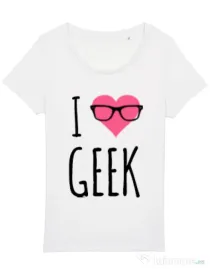 Tricou STANLEY STELLA dama I love geek Alb