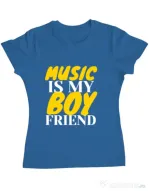 Tricou ADLER dama Music is my boyfriend Albastru azuriu