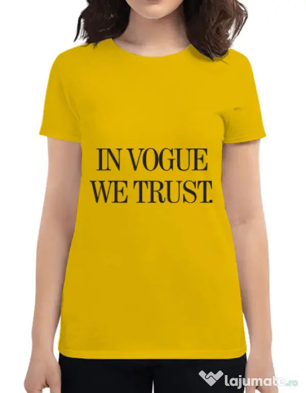 Tricou ADLER dama In vogue we trust Galben