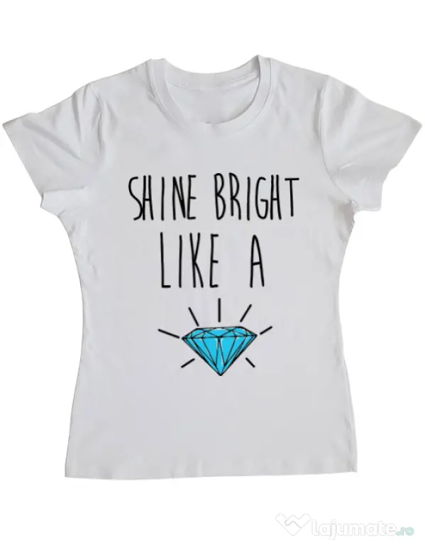 Tricou ADLER dama Shine bright like a diamond Alb