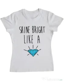 Tricou ADLER dama Shine bright like a diamond Alb