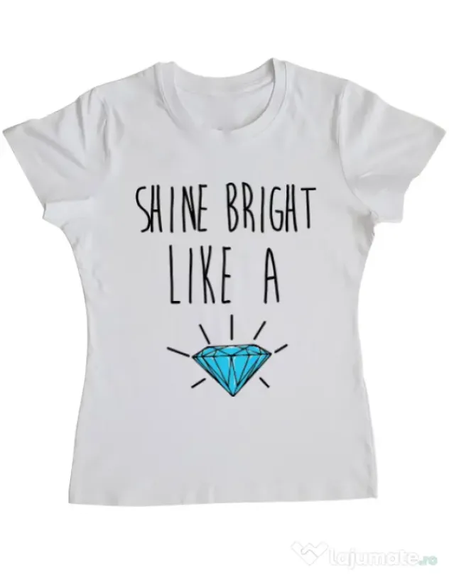 Tricou ADLER dama Shine bright like a diamond Alb