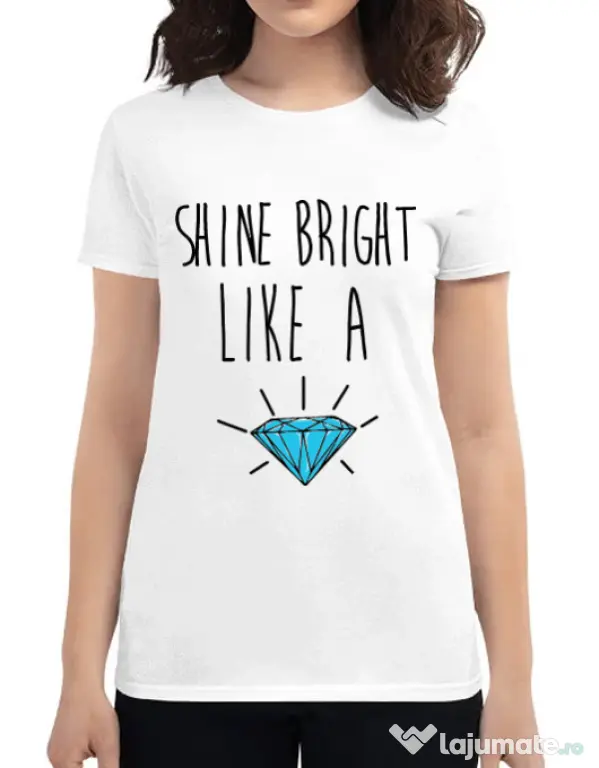 Tricou ADLER dama Shine bright like a diamond Alb