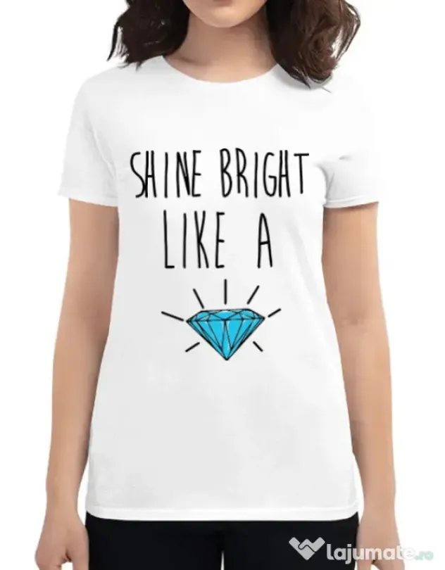 Tricou ADLER dama Shine bright like a diamond Alb