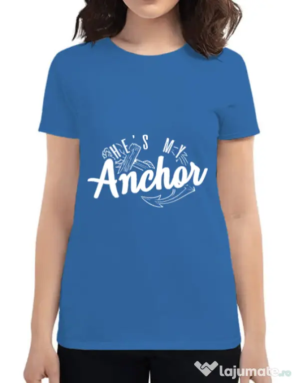 Tricou ADLER dama He s my anchor Albastru azuriu