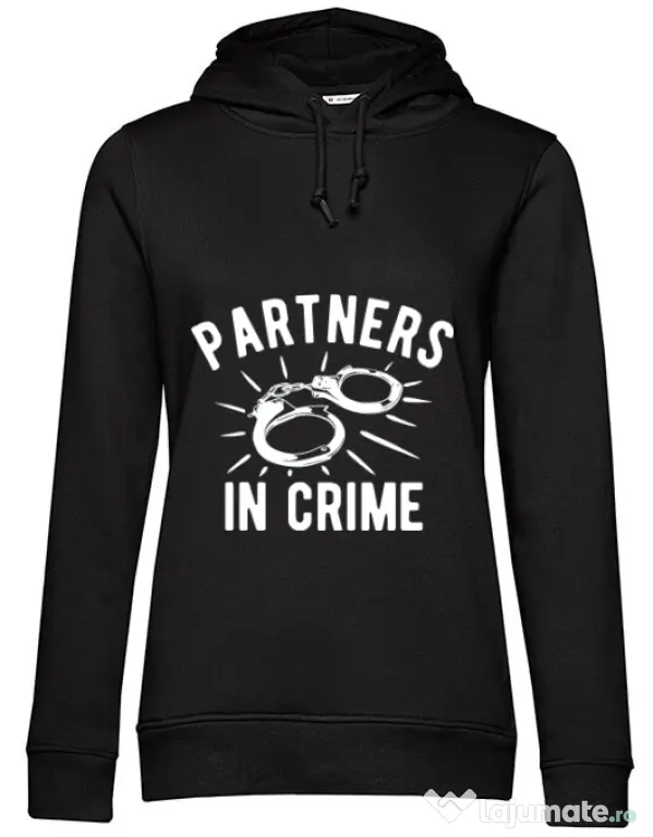 Hoodie dama cu gluga Partners in crime 2 Negru